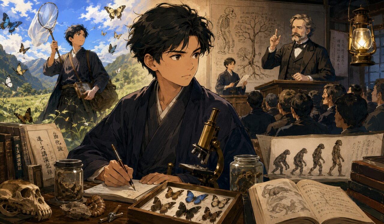 石川千代松の生涯やエピソードを象徴するイラスト