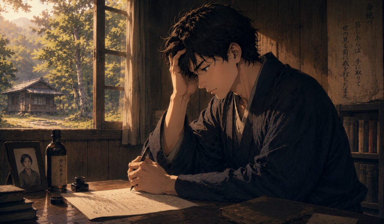 有島武郎の生涯やエピソードを象徴するイラスト