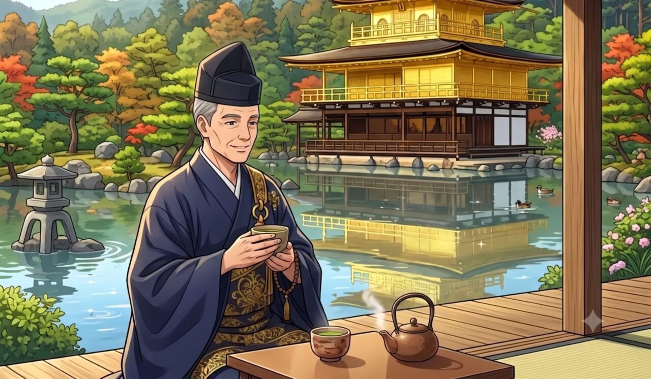 『足利義満』の生涯やエピソードを象徴するイラスト