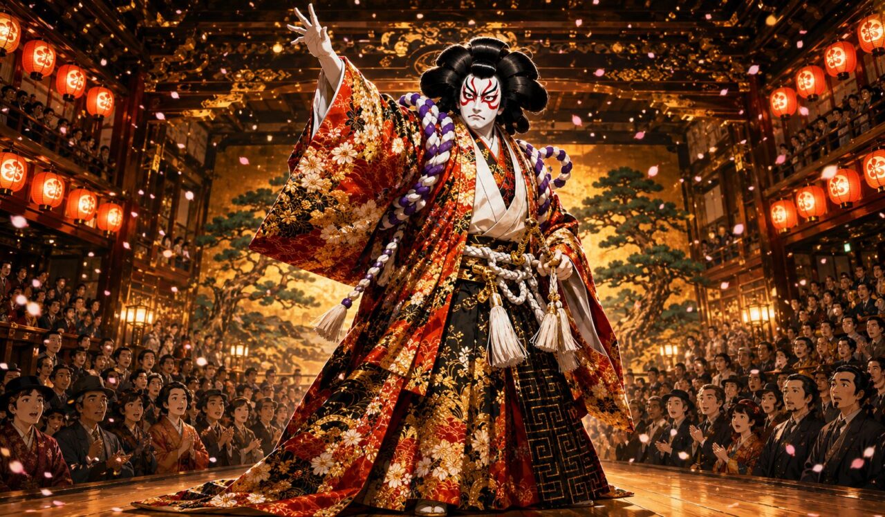 九代目 市川団十郎の生涯やエピソードを象徴するイラスト