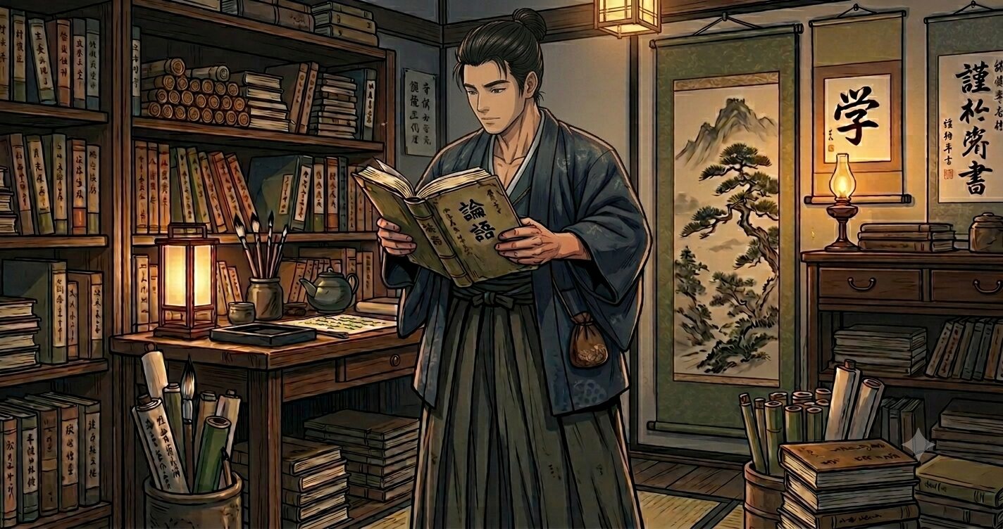 『浅見絅斎』の生涯やエピソードを象徴するイラスト