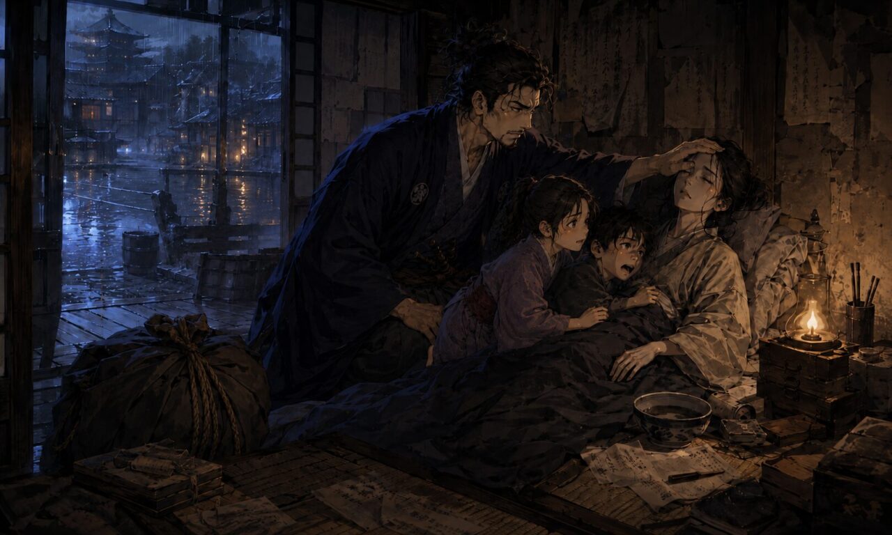 梅田雲浜の生涯やエピソードを象徴するイラスト