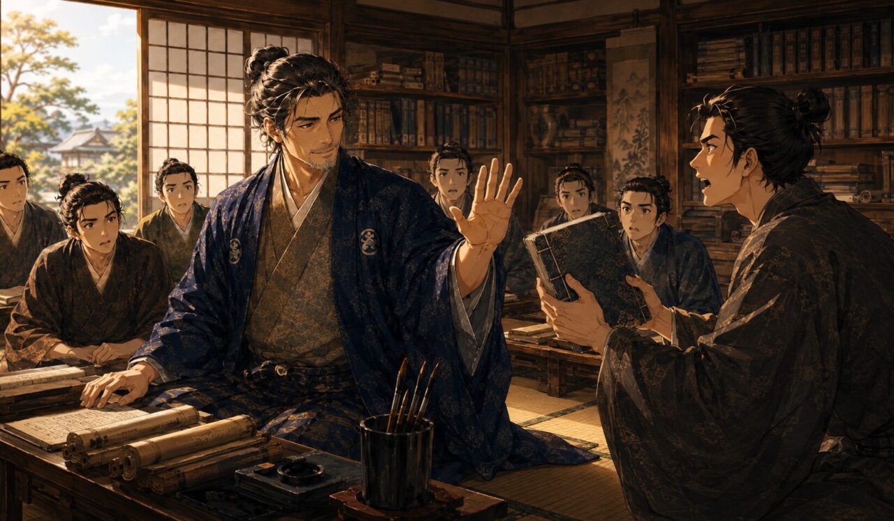 伊藤仁斎の生涯やエピソードを象徴するイラスト