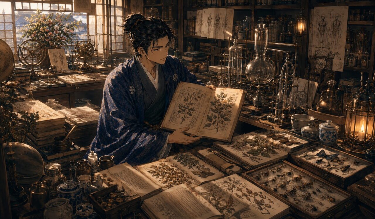 宇田川榕庵の生涯やエピソードを象徴するイラスト