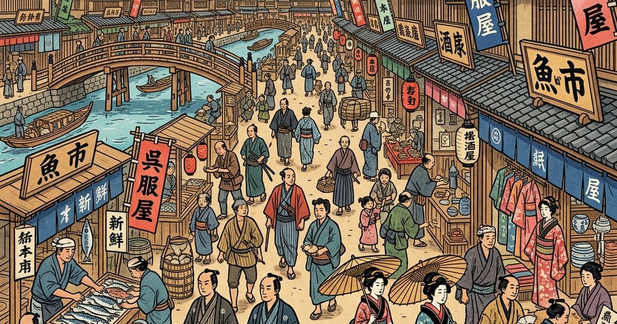 『朱楽菅江』の生涯やエピソードを象徴するイラスト