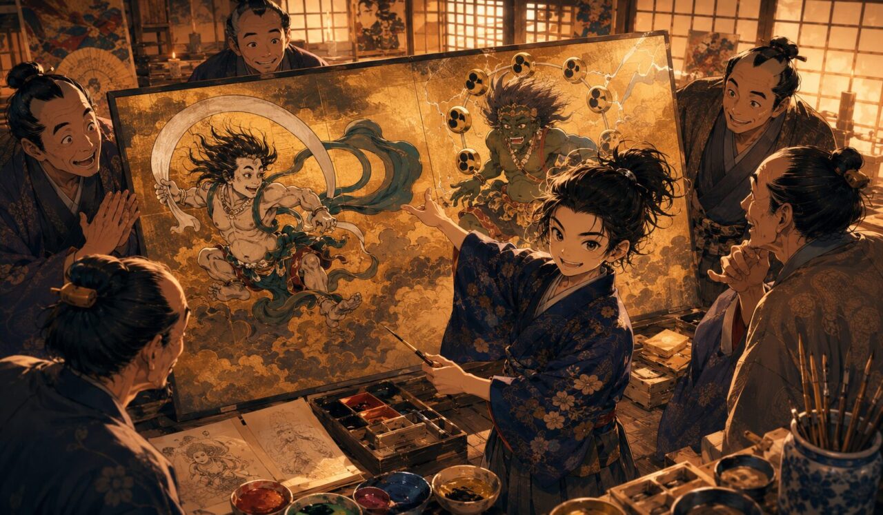 歌川国貞の生涯やエピソードを象徴するイラスト