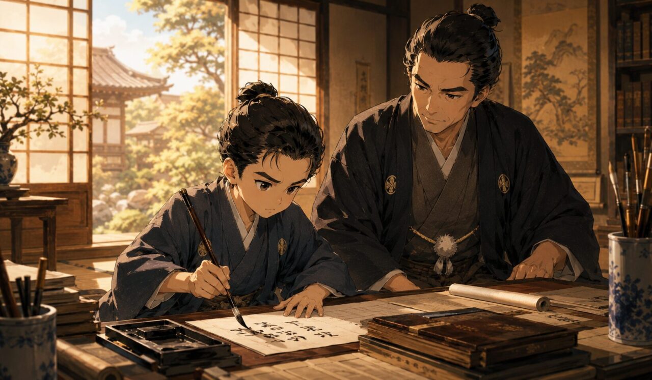 巖谷一六の生涯やエピソードを象徴するイラスト