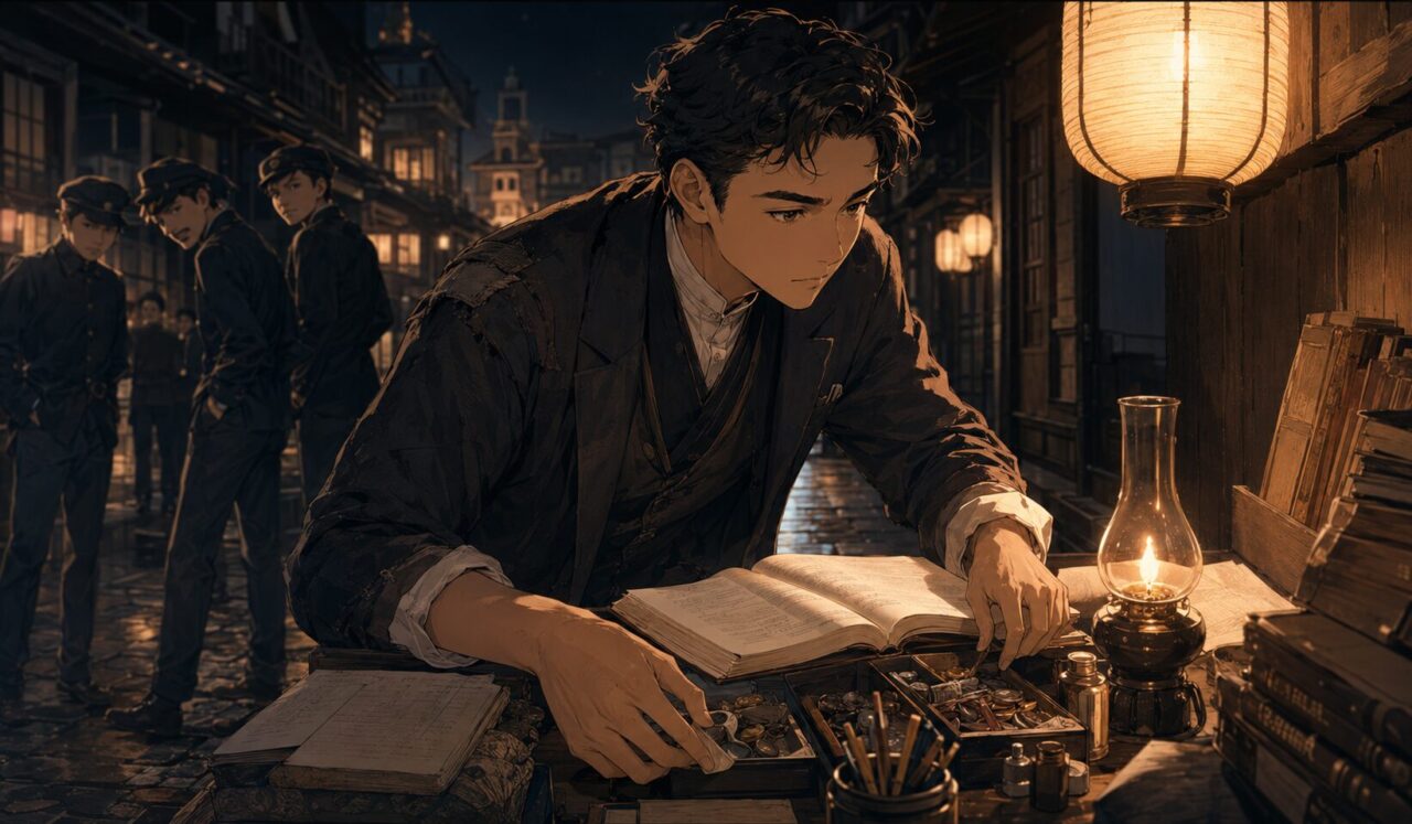 梅謙次郎の生涯やエピソードを象徴するイラスト