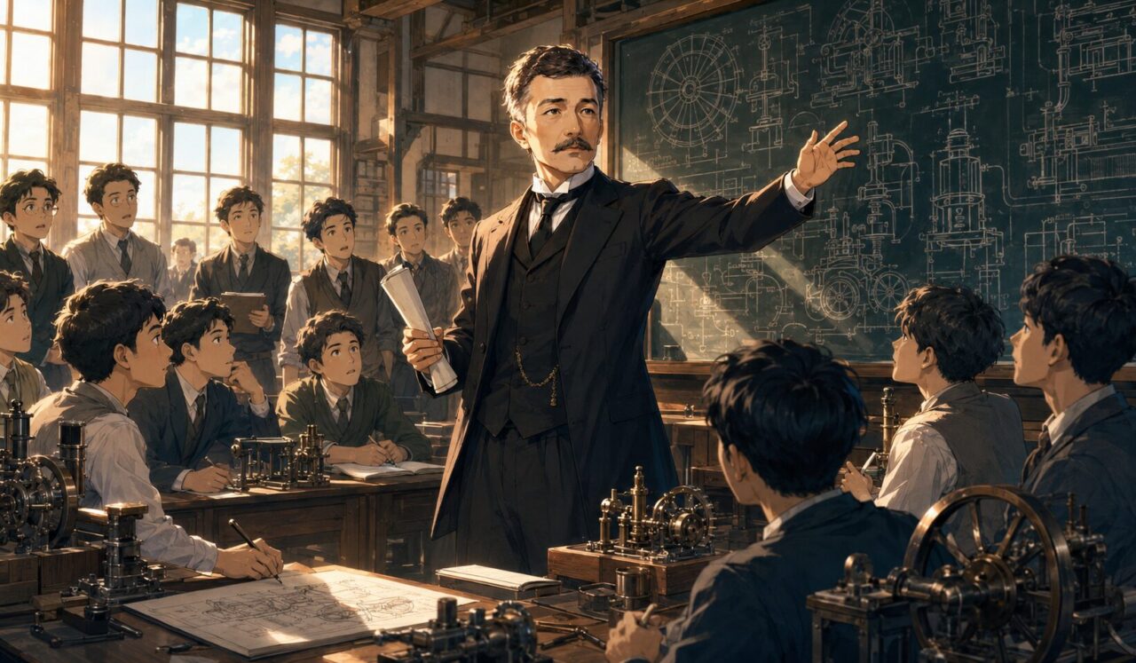 井口在屋の生涯やエピソードを象徴するイラスト