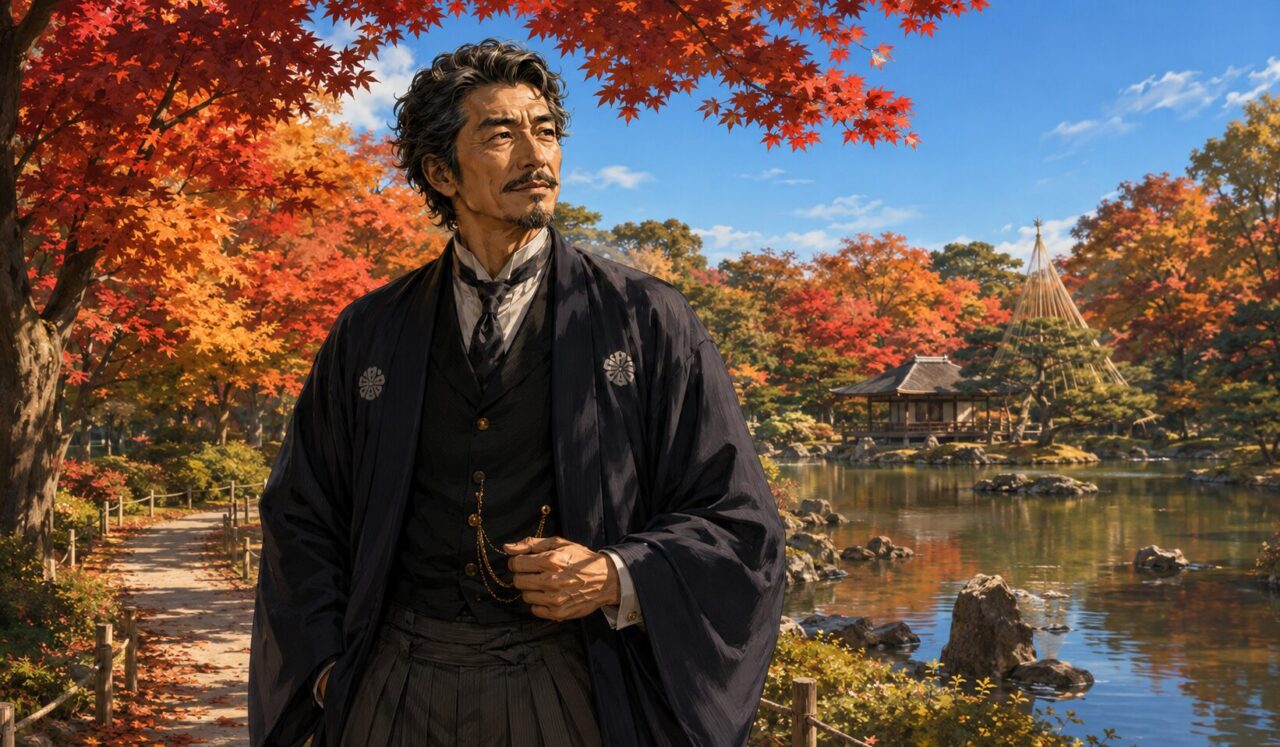 大井憲太郎の生涯やエピソードを象徴するイラスト