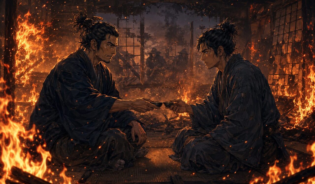 大塩平八郎の生涯やエピソードを象徴するイラスト