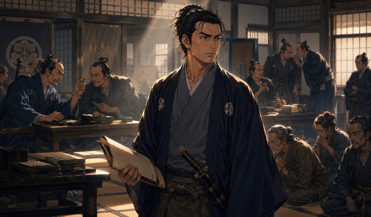 大塩平八郎の生涯やエピソードを象徴するイラスト