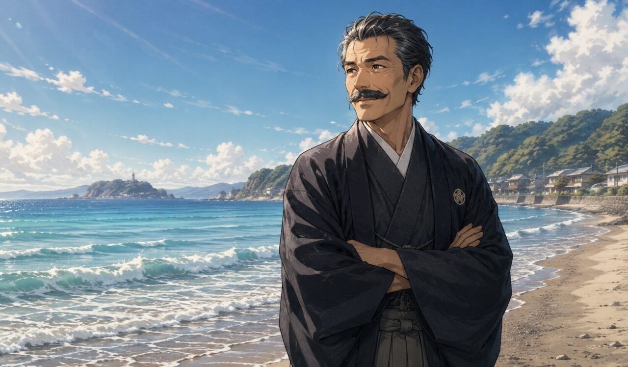 大浦兼武の生涯やエピソードを象徴するイラスト