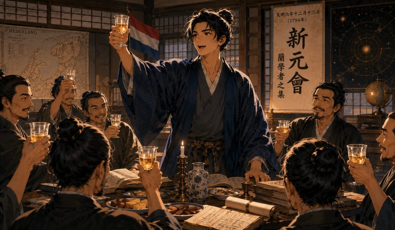 大槻玄沢の生涯やエピソードを象徴するイラスト