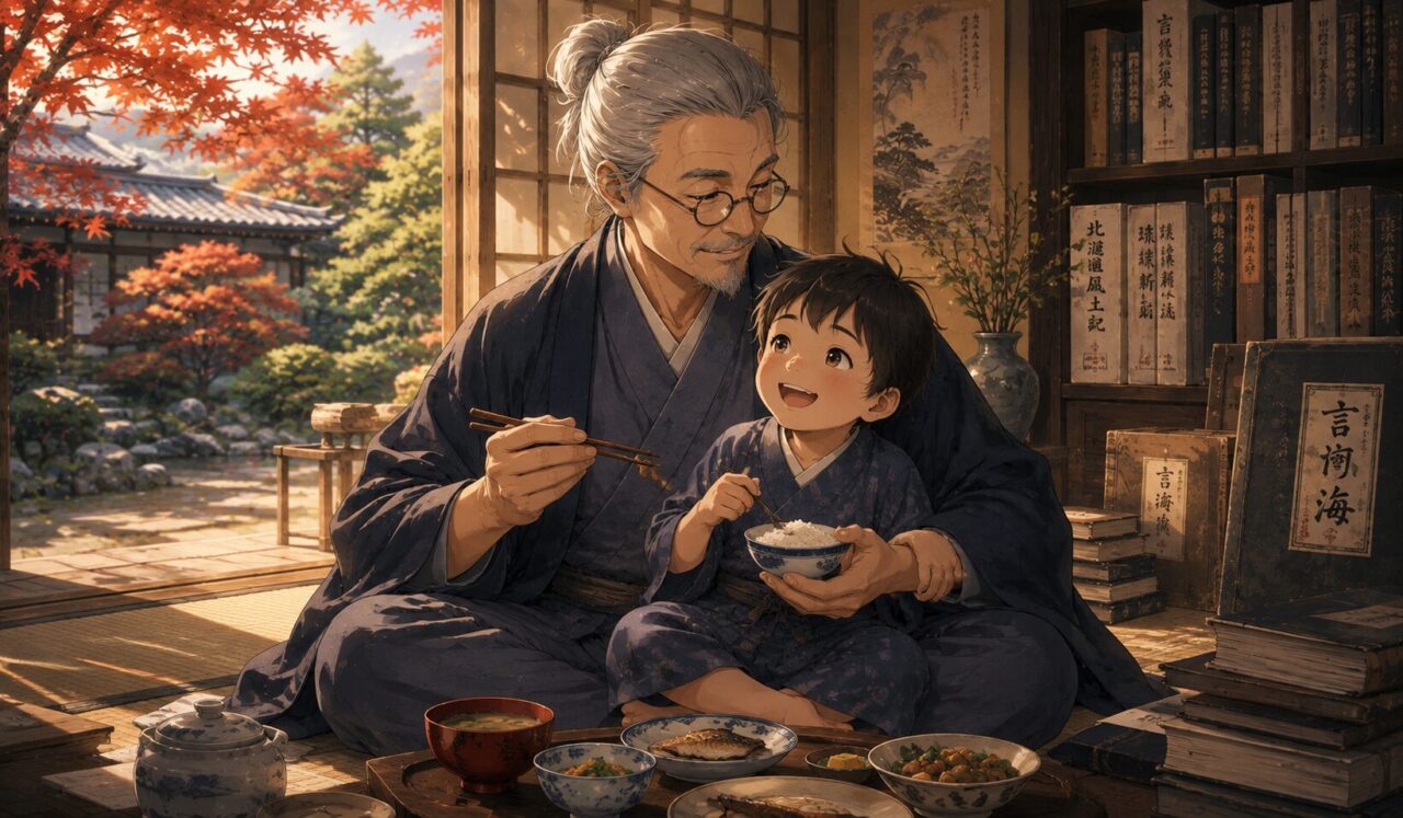 大槻文彦の生涯やエピソードを象徴するイラスト