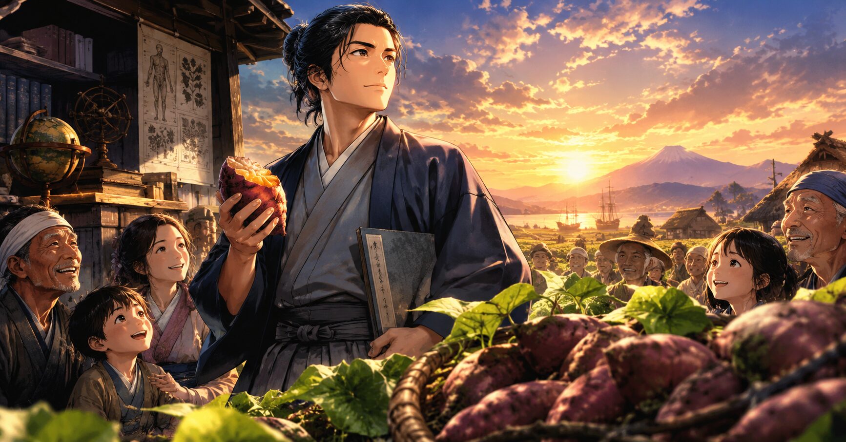 『青木昆陽』の生涯やエピソードを象徴するイラスト